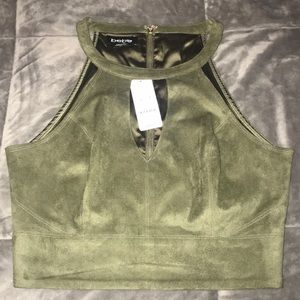 Bebe faux suede halter crop top
